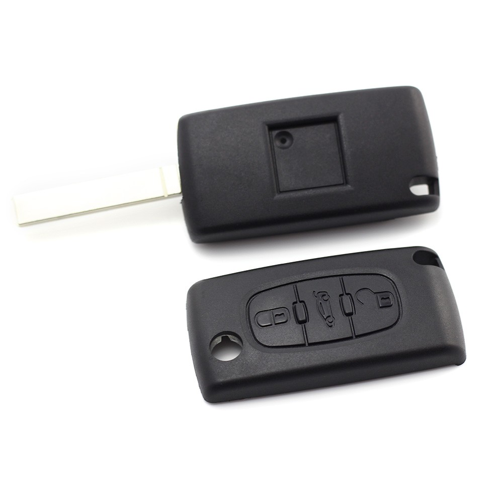 Globiz | Citroen / Peugeot 307 - Carcasa tip cheie briceag 3 butoane, lama VA2-SH3, cu suport baterie, buton portbagaj