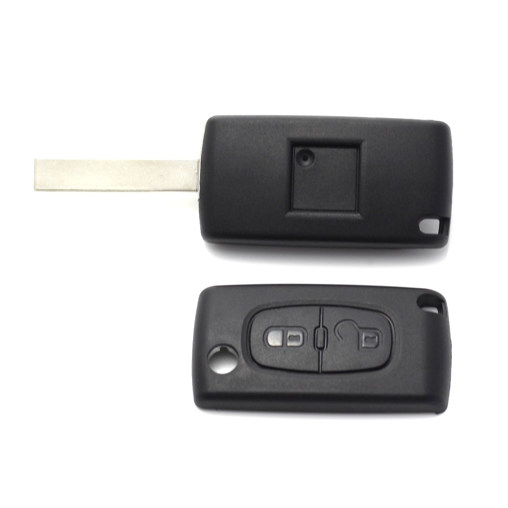 Globiz | Citroen / Peugeot 407 - Carcasa tip cheie briceag cu 2 butoane, lama HU83-SH2 cu suport baterie