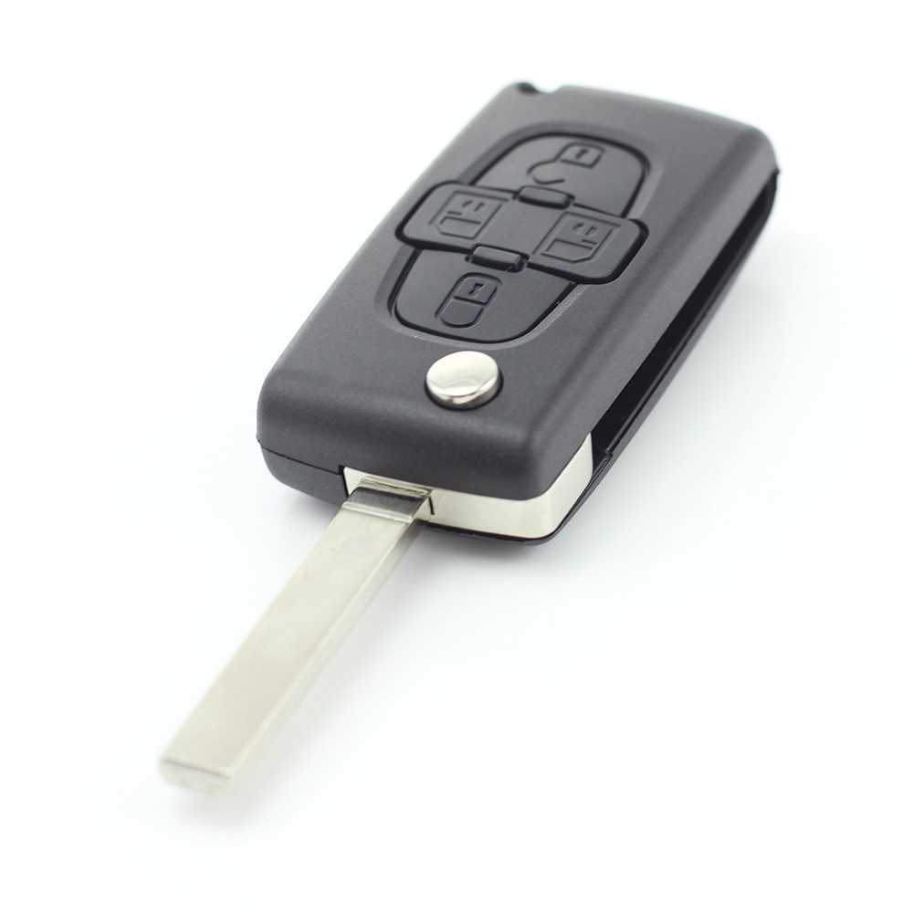 Globiz | Citroen / Peugeot - Carcasa tip cheie briceag cu 4 butoane, fara suport baterie, model VA2-SH4