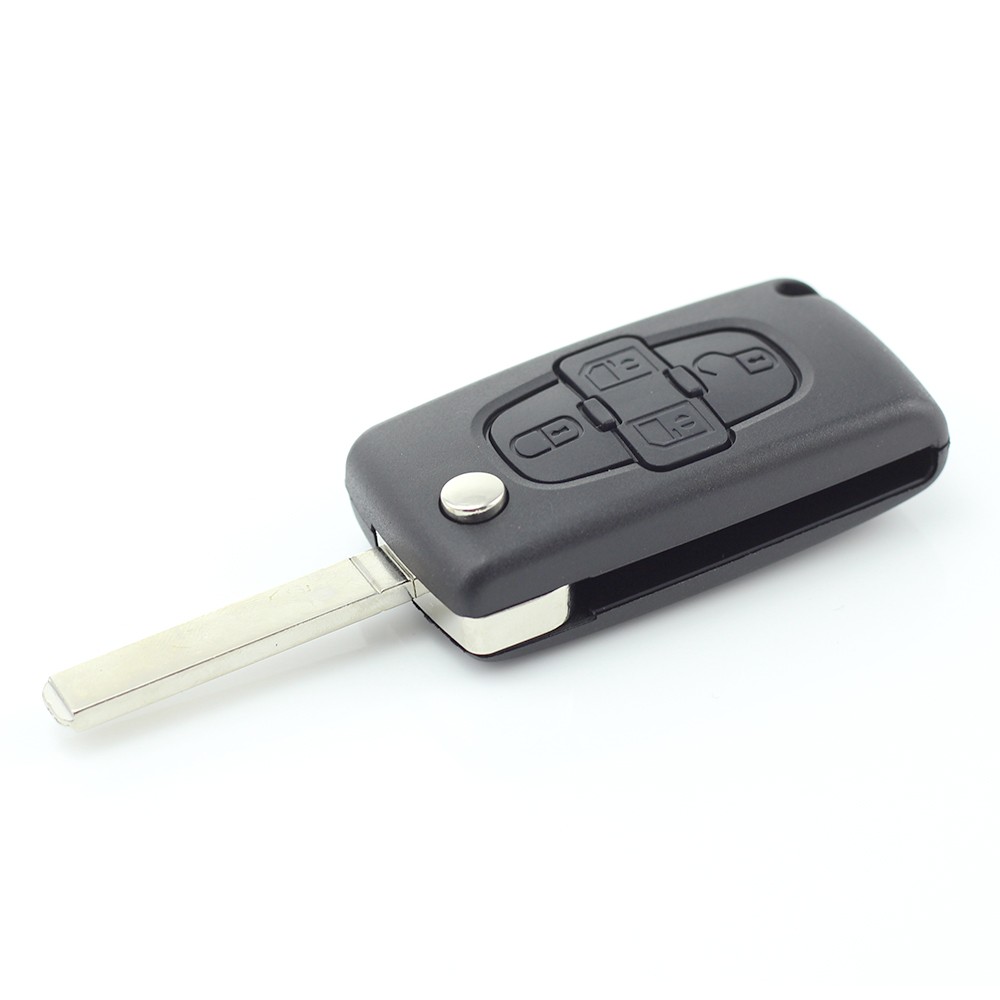 Globiz | Citroen / Peugeot - Carcasa tip cheie briceag cu 4 butoane si suport baterie, lama tip VA2-SH4