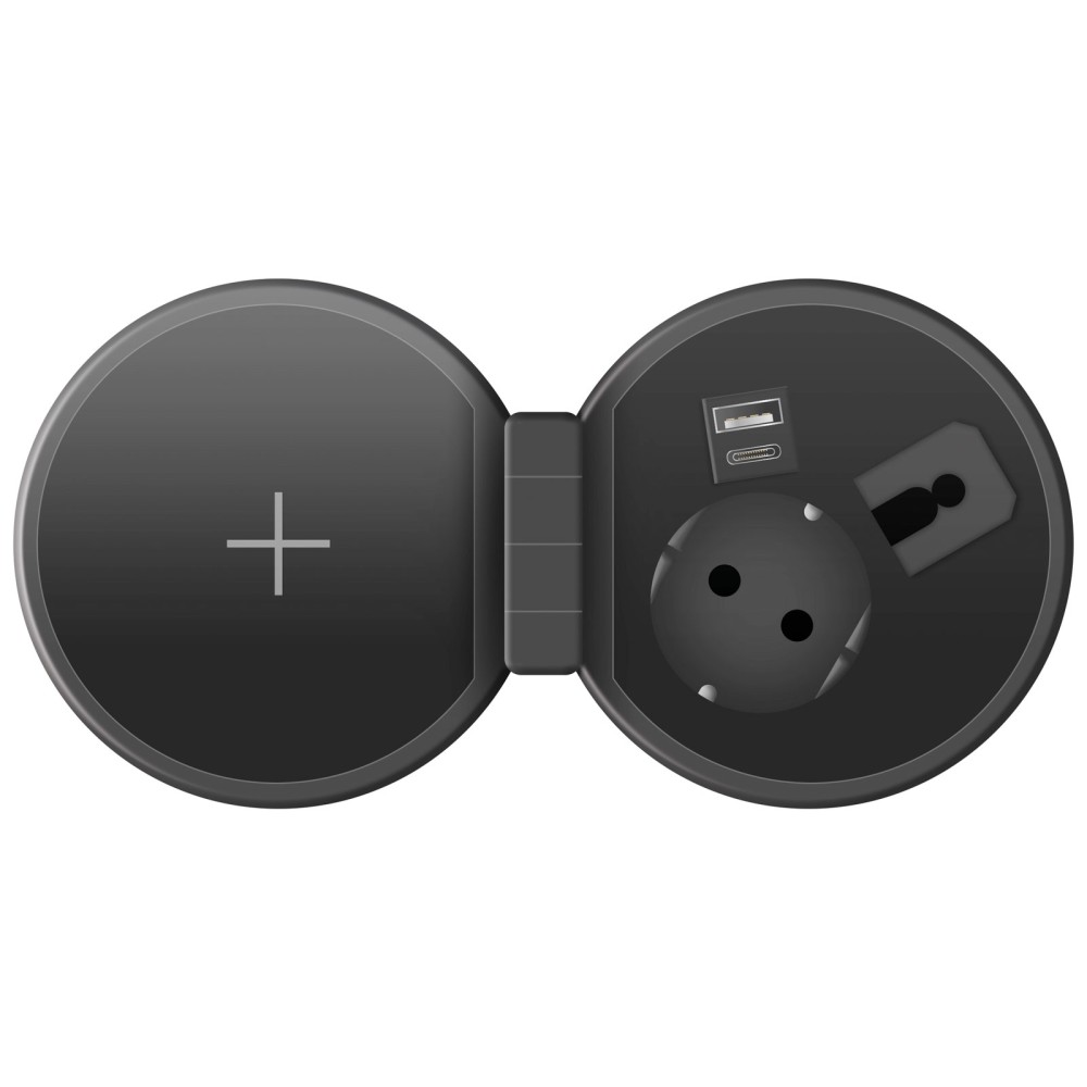 Globiz | Conector încorporat ascuns + USB + Type-C + încărcător wireless