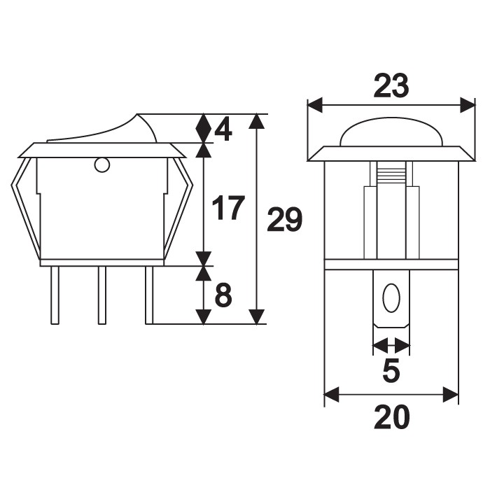 Globiz | Interupator basculant1 circuit6A-250VON-OFFlumini de albastru