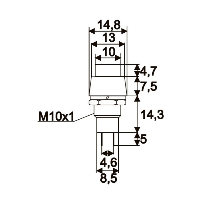 Globiz | Intrerupator cu apasare, 1 circuit, 2A-250V OFF-ON, negru
