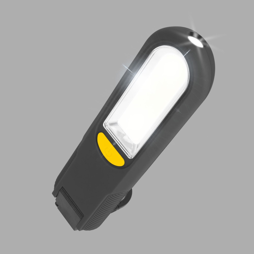 Globiz | Lampă de lucru - LED COB + SMD, cu cârlig și alarmă