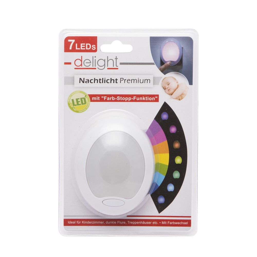 Globiz | Lumina de veghe LED cu colori alternante Premium "Smooth" - 7 LED, 8x10cm