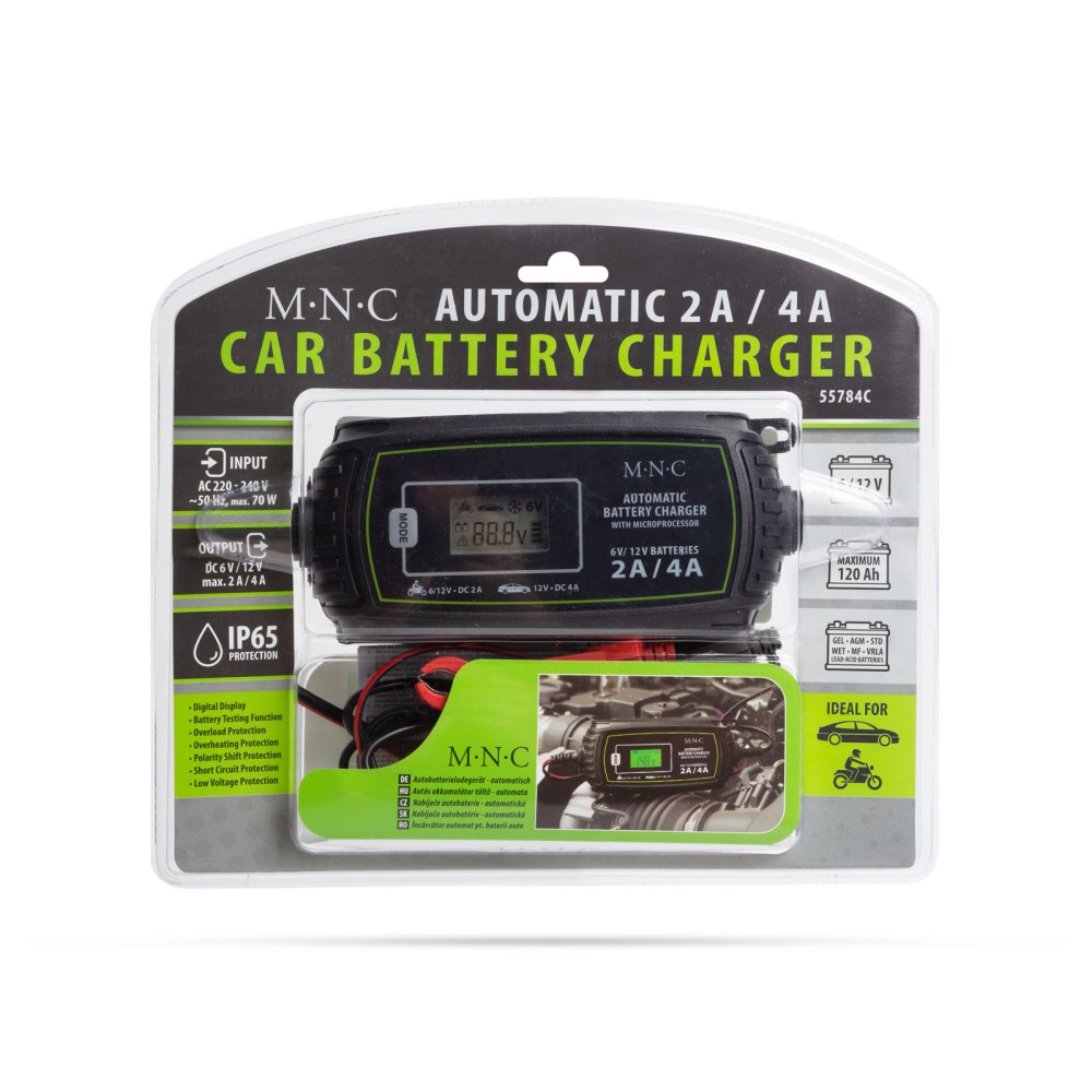 Globiz | MNC - Încărcător automat baterii auto, 230 V, 2A - 4A