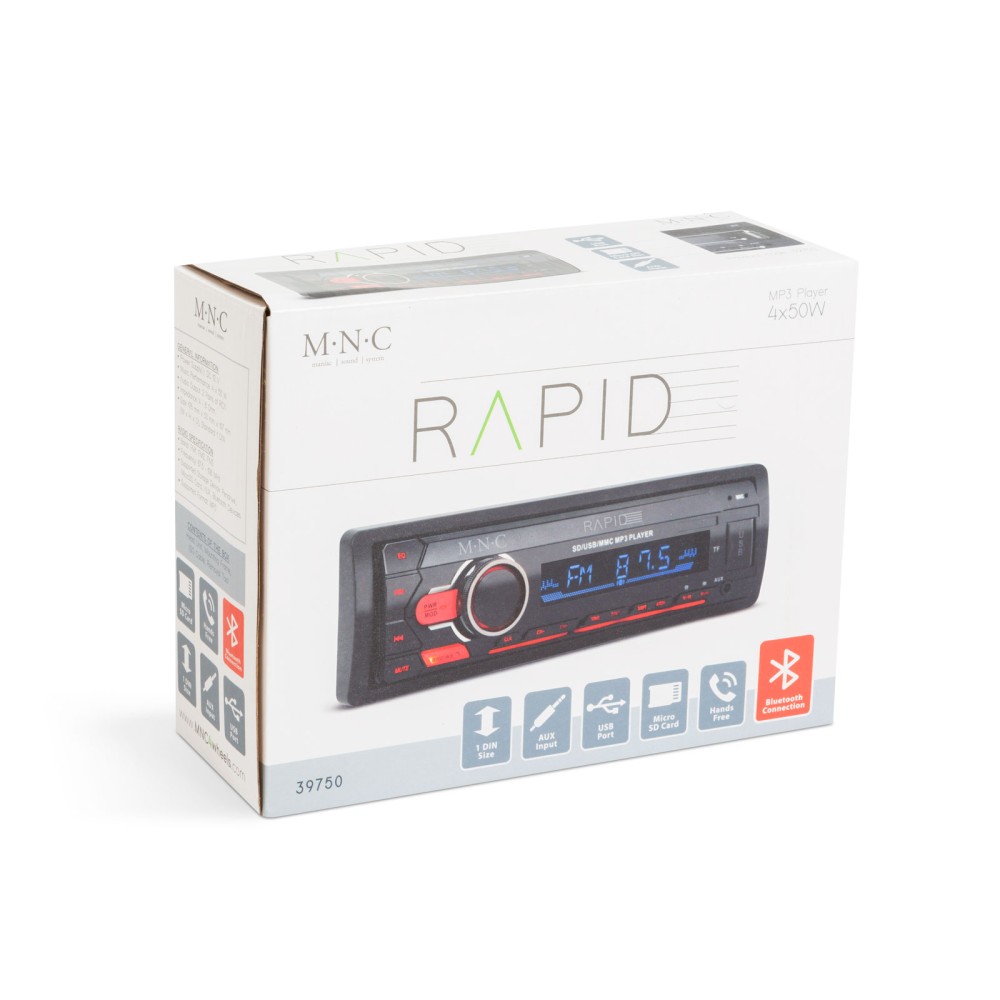 Globiz | Player auto „Rapid” - 1 DIN - 4 x 50 W - BT - MP3 - AUX - SD - USB