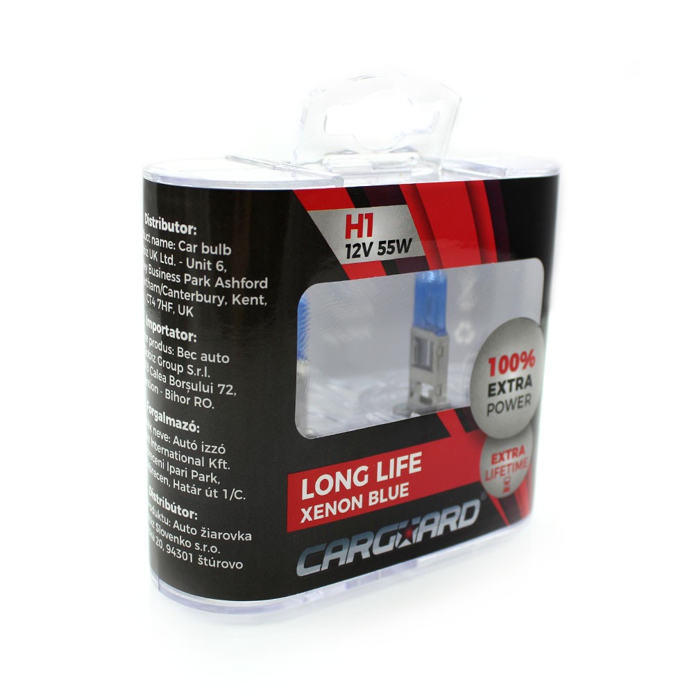 Globiz | Set de 2 becuri Halogen H1 +100% Intensitate - LONG LIFE - CARGUARD