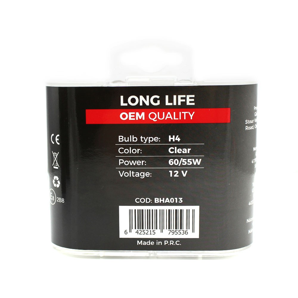 Globiz | Set de 2 becuri Halogen H4, 55W, +50% Intensitate - LONG LIFE - CARGUARD